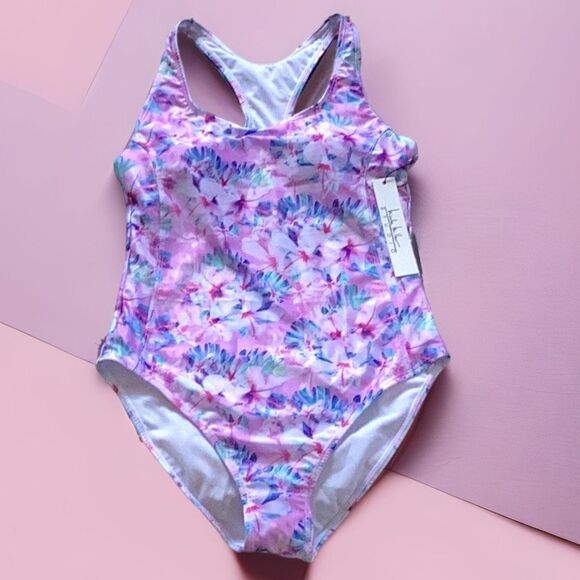 NICOLE MILLER STUDIO NWT ONE PIECE BATHING SUIT SWIM RACER BACK CABANA HIBISCUS - Picture 3 of 7